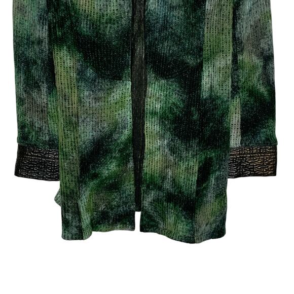 Alberto Makali L Green Black Sweater Jacket Cardigan Faux Leather Detail - Picture 6 of 8